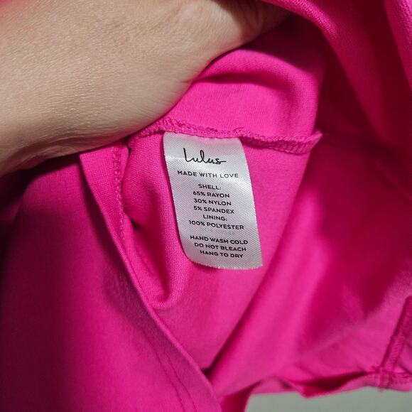 Lulus Hot Pink Bodycon Midi Dress Size Small‎ Spaghetti Strap Party - Picture 10 of 11